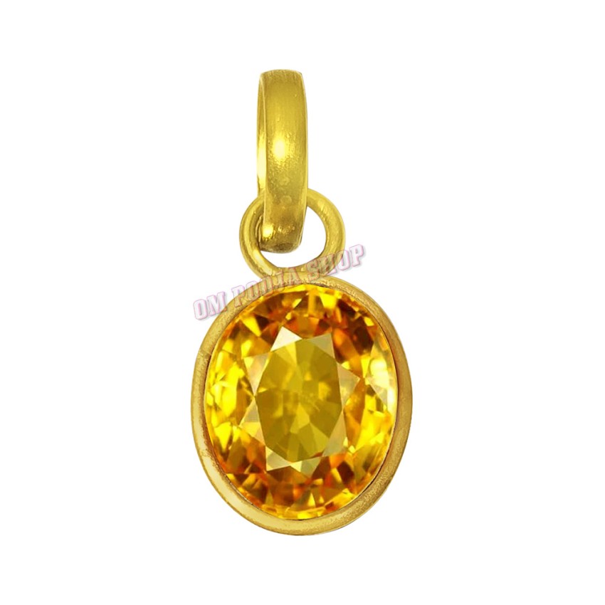 Yellow Topaz Pendant in Panchdhatu