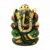 Colored Ganesha Idol in Green Jade Gemstone - 60 Gms