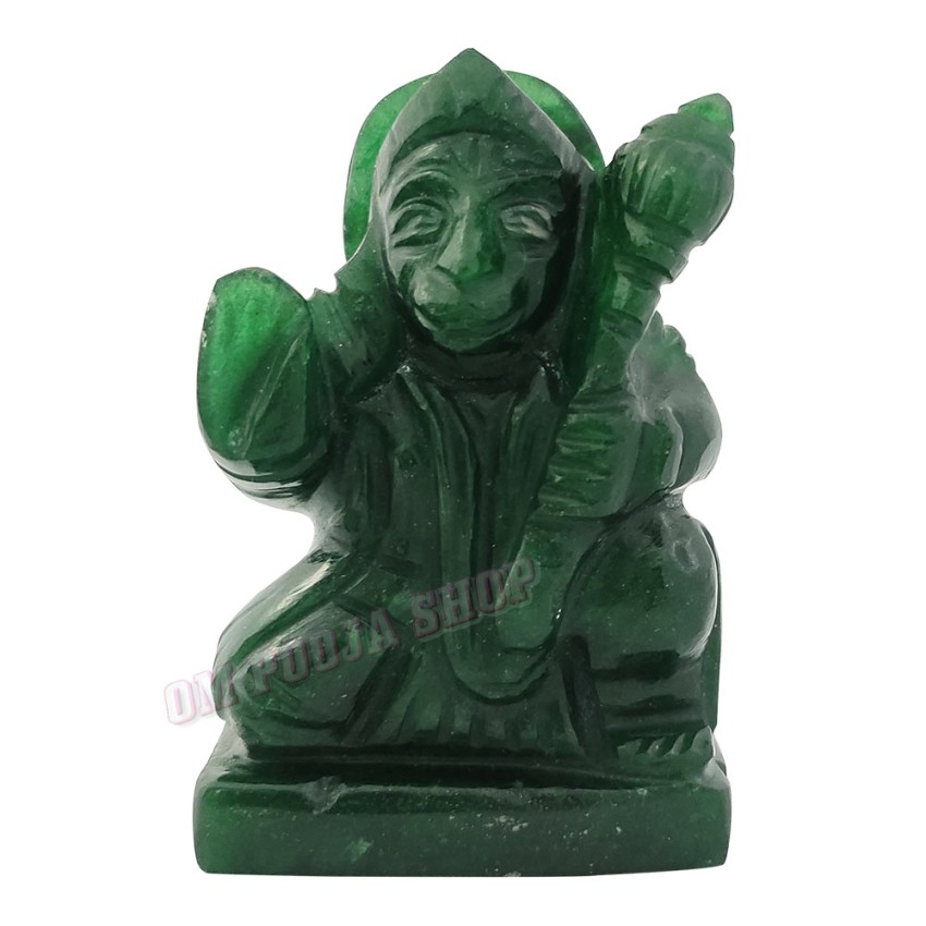 Hanuman ji Murti in Green Jade Gemstone - 100 Grams