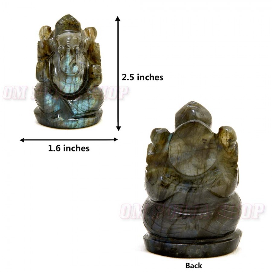 Iolite Stone Ganesha Murti in Iolite Gemstone