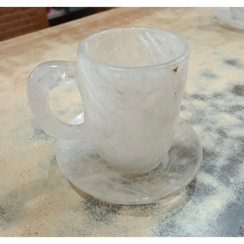 Healing Crystal Tea Cup and Plate in Original Crystal Gemstone