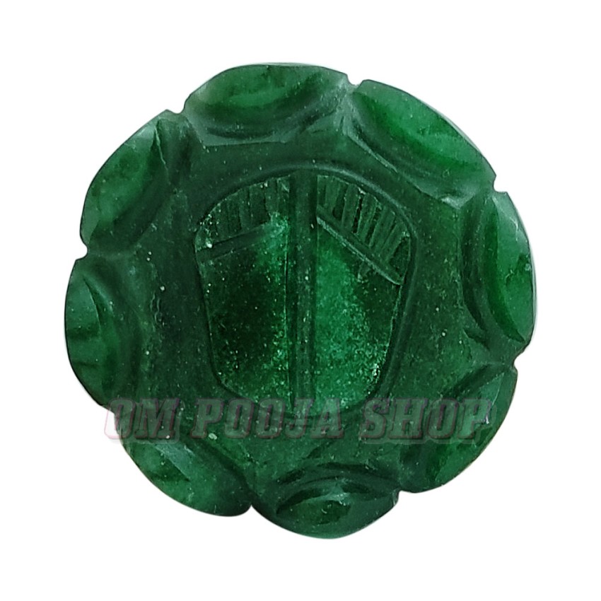 Green Aventurine Lakshmi Charan Paduka on Lotus Flower - 50 to 95 Gms