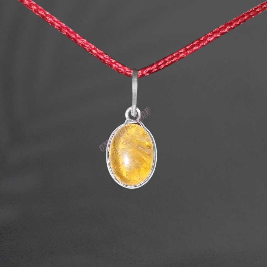 Citrine Oval Stone Pendant in German Silver