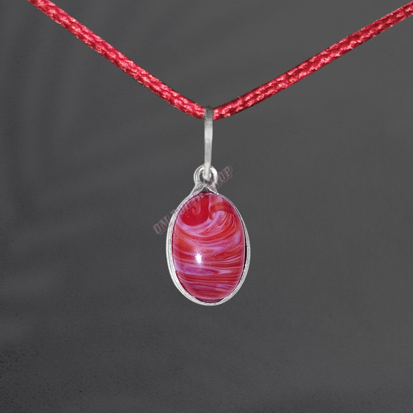 Red Rhodochrosite Stone Pendant in German Silver