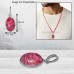 Red Rhodochrosite Stone Pendant in German Silver