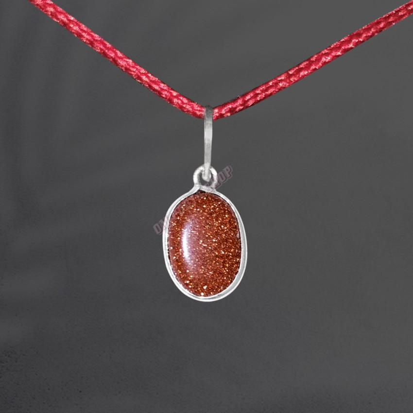 Sunstone Stone Pendant in German Silver