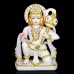 Hanuman Idol in Seated Pose in White Marble - Size: 12 x 8 x 3.5 inches - 8 Kgs