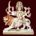 Mata Durga Idol in White Marble - Size: 9.5 x 9 x 3 inch