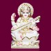 Mata Saraswati Idol in Seated on Lotus in White Marble - Size: 7 x 4.5 x 2 inches - 1 Kg