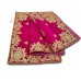 Golden Embroidered Magenta Colour Puja Aasan - Size: 9x13 inches