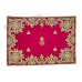 Golden Embroidered Magenta Colour Puja Aasan - Size: 9x13 inches