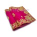 Golden Embroidered Magenta Colour Puja Aasan - Size: 9x13 inches