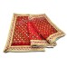 Floral Embroidered Red Velvet Pooja Aasan - Size: 9x13 inches