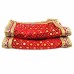 Floral Embroidered Red Velvet Pooja Aasan - Size: 9x13 inches