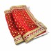 Floral Embroidered Red Velvet Pooja Aasan - Size: 9x13 inches