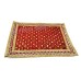 Floral Embroidered Red Velvet Pooja Aasan - Size: 9x13 inches