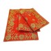 Golden Embroidered Orange Colour Velvet Puja Aasan - Size: 9x13 inches