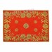 Golden Embroidered Orange Colour Velvet Puja Aasan - Size: 9x13 inches