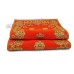 Golden Embroidered Orange Colour Velvet Puja Aasan - Size: 9x13 inches