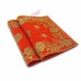 Golden Embroidered Orange Colour Velvet Puja Aasan - Size: 9x13 inches