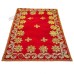 Red Velvet Puja Aasan with Floral Embroidered - Size: 9x13 inches