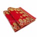 Red Velvet Puja Aasan with Floral Embroidered - Size: 9x13 inches