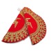 Red Round Swastika Embroidered Velvet Puja Aasan - Size: 12.5 x 12.5 inches