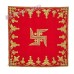 Swastika Red Velvet Puja Aasan With Golden Embroidered  - Size: 9x13 inches