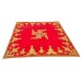 Swastika Red Velvet Puja Aasan With Golden Embroidered  - Size: 9x13 inches