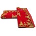 Swastika Red Velvet Puja Aasan With Golden Embroidered  - Size: 9x13 inches