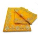 Yellow Colour Velvet Puja Aasan With Golden Embroidered - Size: 9x13 inches