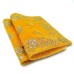 Yellow Colour Velvet Puja Aasan With Golden Embroidered - Size: 9x13 inches