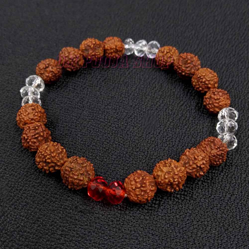 Amazon.com: Naisha (Pack of 3) Rudraksha Stretchable Bracelet 2 Pc.&  Rudraksha Mala 108+1 Beads Necklace 5 Mukhi Paanch mukhi 5 Prayer Beads,  Wrist Mala Wrap, Jaap Mala, Bracelet Bead Size 7 mm :