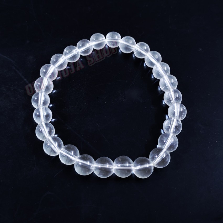 Smooth Round Sphatik Bracelet Crystal Stone Bracelet- 8 mm set of 2