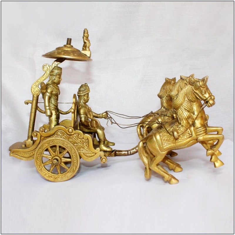 Krishna Arjun in Kurukshetra brass statue buy online from India