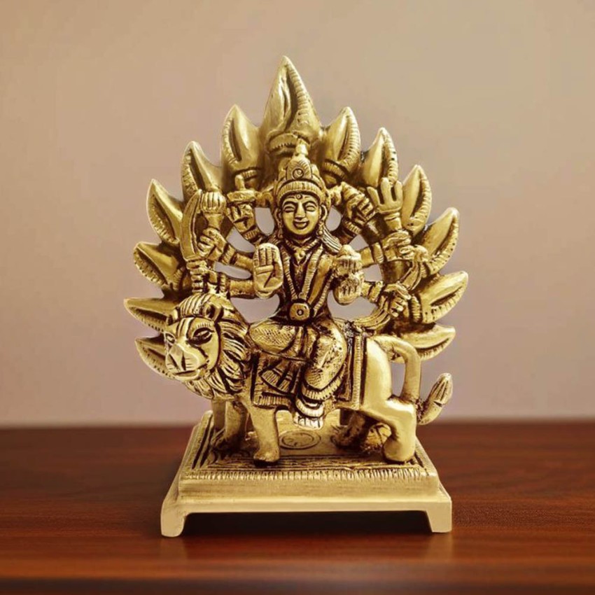 Goddess Maa Sherawali Durga Murti in Brass (Size_3.5x4.5 inches)