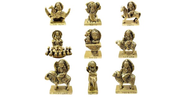 Navgraha Small Idols Set in Brass - 3 inches buy online