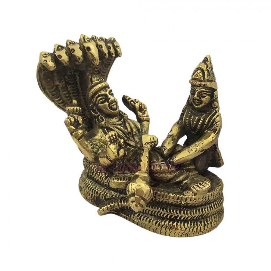 Vishnu Lakshmi on Sheshnaag Vaikunth Idol in Brass