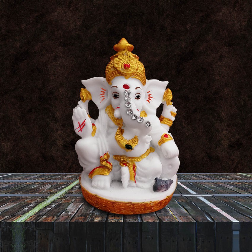 Ganpati Idol For Home Decor for Car Dashboard, Office, Gift - Size 3.4 x 2.4 x 2 inches