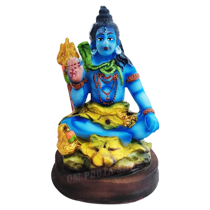 Neelambar Lord Shiva Idol in Blessing Pose for Car Dashboard, Office, Gift & Home Decoration - Size 4.7 x 3 x 2.5 inches