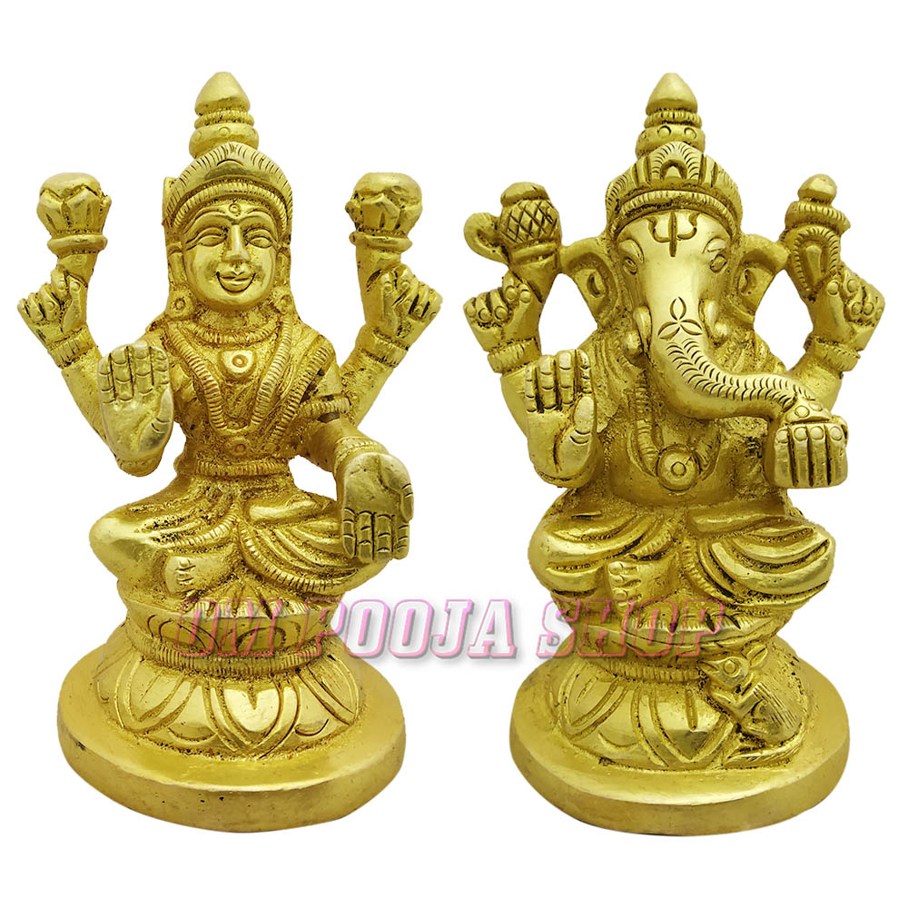 Laxmi Ganesh Murti in Brass | Buy online from OM POOJA SHOP