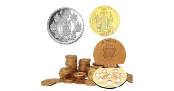 Goddess Ambaji Mata Copper Coin – A3124-01 - SriVanaja Puja Store