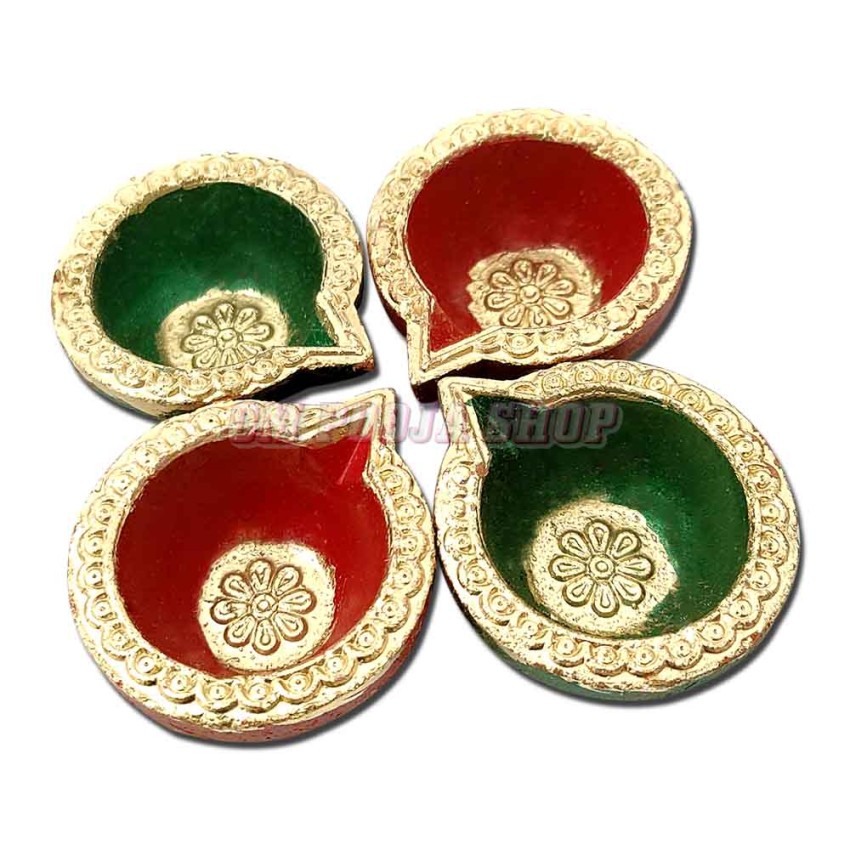 Colorful Mitti Diya Set of 4