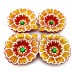 Gold Flower Mitti Diya Set of 4