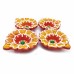 Gold Flower Mitti Diya Set of 4