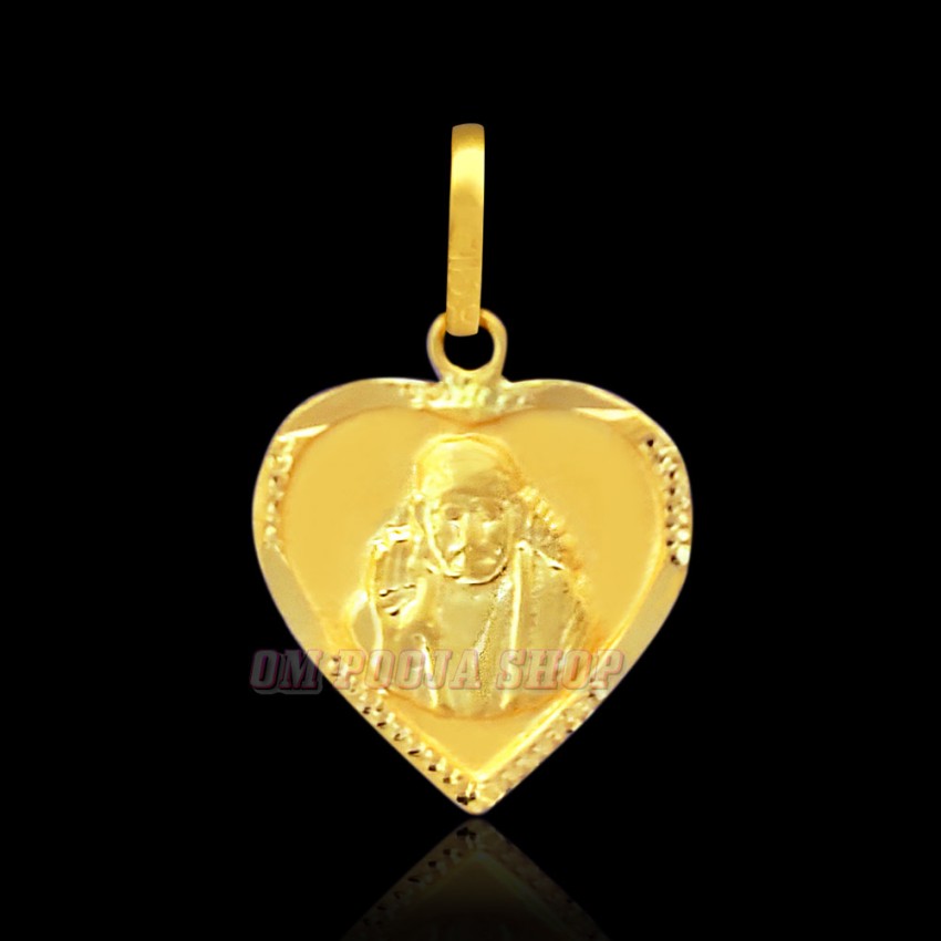 Heart Shaped Sai Baba 18Kt Pure Gold Pendant - 0.87 grams