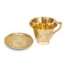 Premium Brass Cup Tea Plate Set Embossed Design