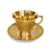 Premium Brass Cup Tea Plate Set Embossed Design