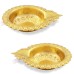 Flower Design Light Brass Diya set of 2