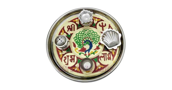 NS Brass MEENAKARI PUJA THALI Complete Set for Daily Worship